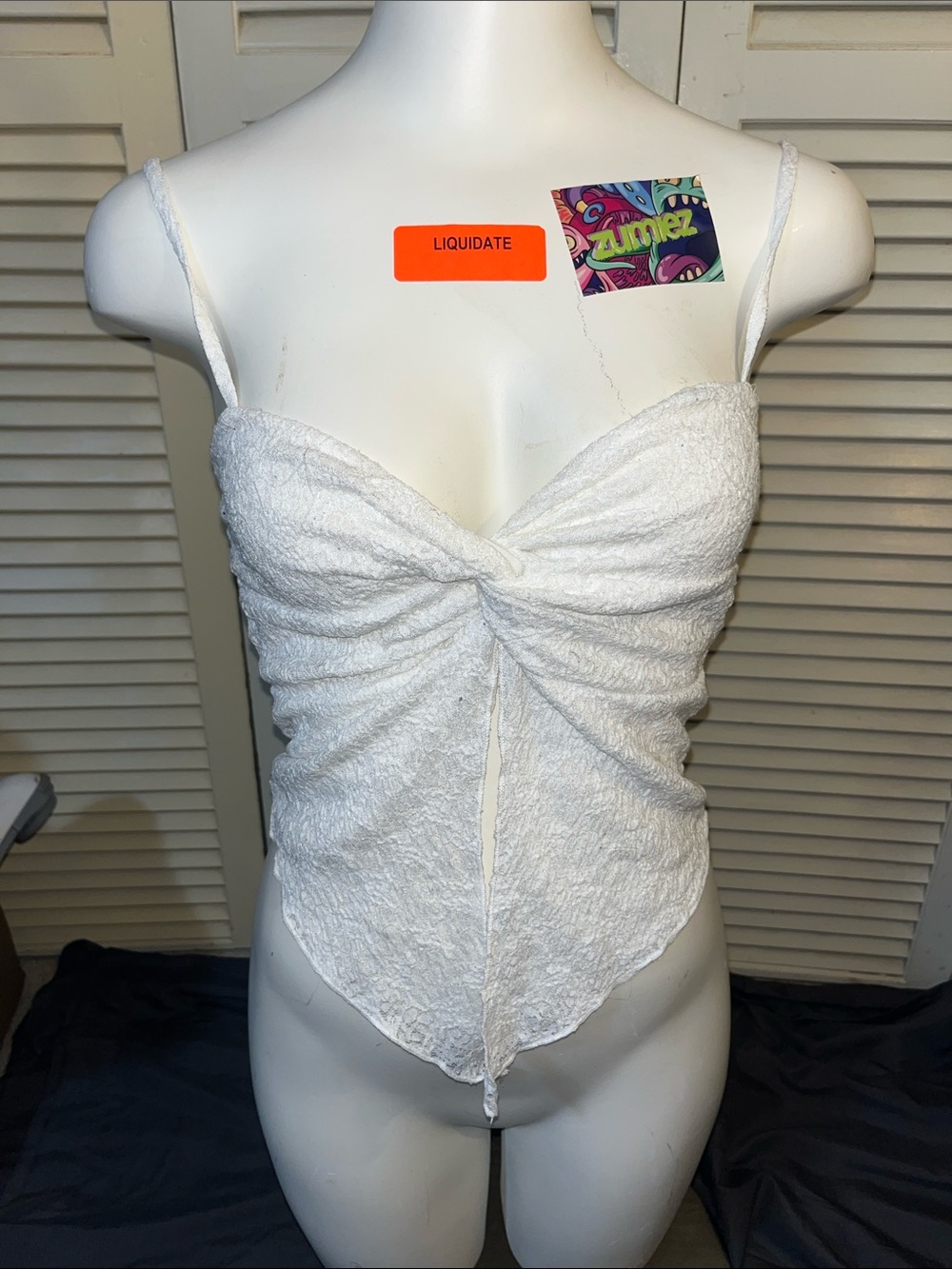 Windsor White Lace Twist-Front Camisole Bodysuit